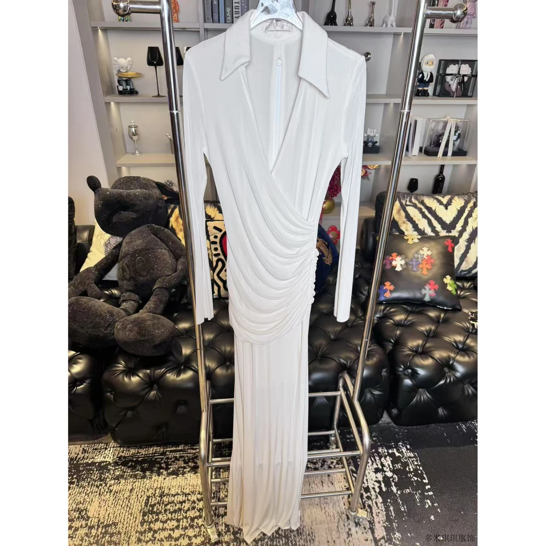 孤品特价E17-白色褶褶连衣裙