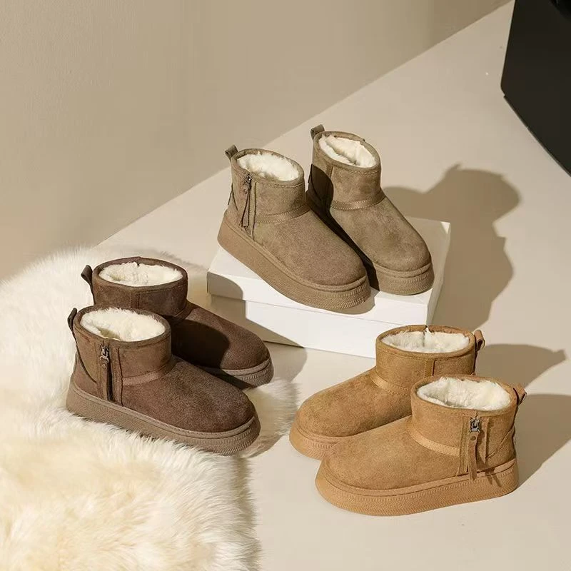 冬季加绒雪地靴女踩屎感防滑保暖雪地鞋2501