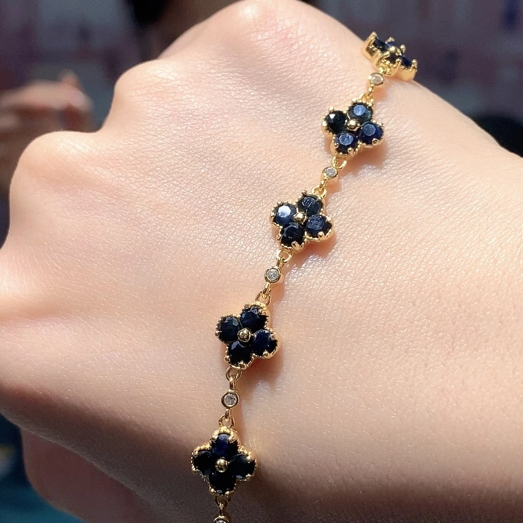 手链蓝宝石银S925镶嵌捡漏款