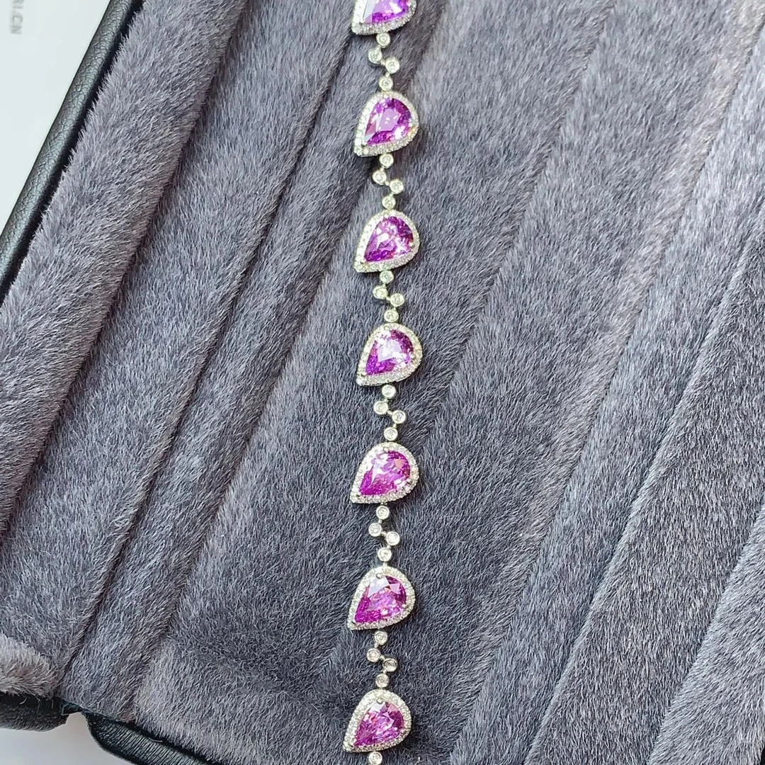 18k金无烧紫蓝宝手链-PY CGRL证书 薰衣草紫