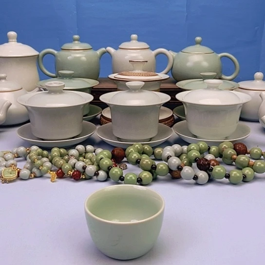 杯翠绿釉荷花杯原矿原釉原产地