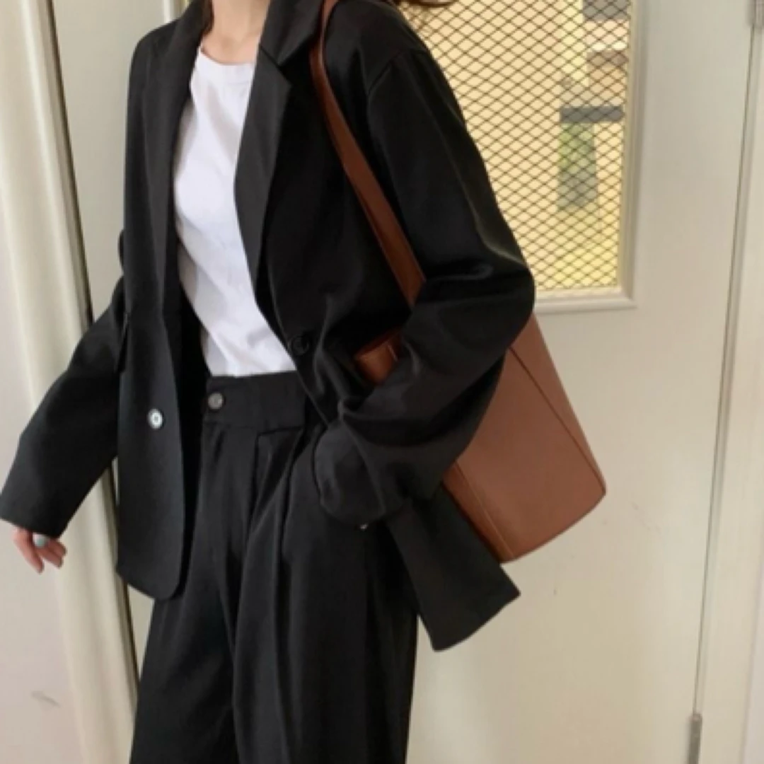 宽松廓形通勤女士秋季新款oversize气质休闲小西装外套过款链接