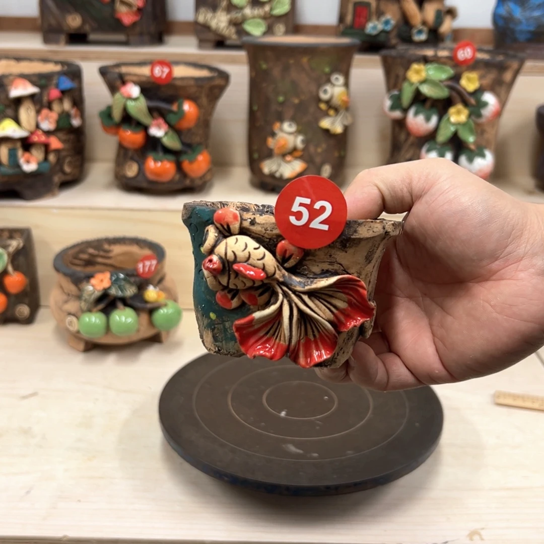 紫砂花盆52号内口8外高7