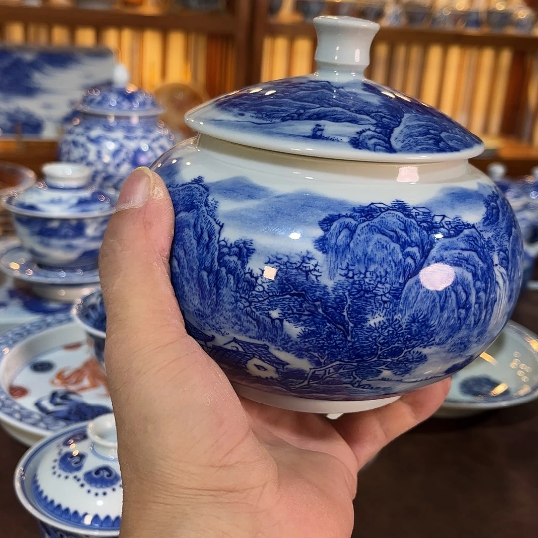 錡镇堂手工手绘绘茶叶罐