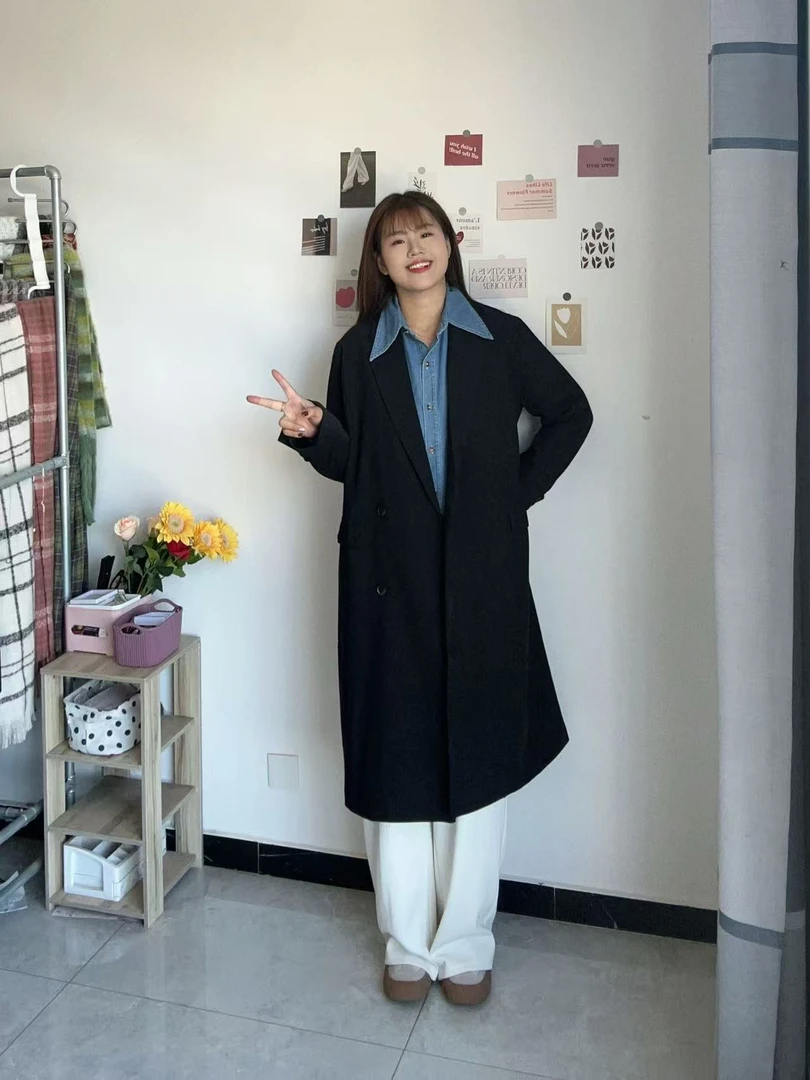 7910 秋季西装风衣中长款显瘦风衣外套垂感遮肉