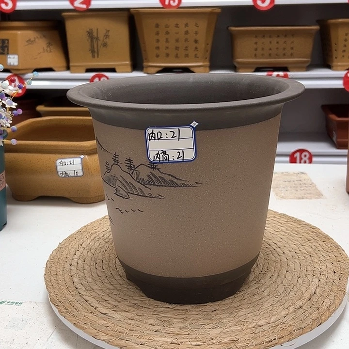 紫砂花盆蛇年大吉