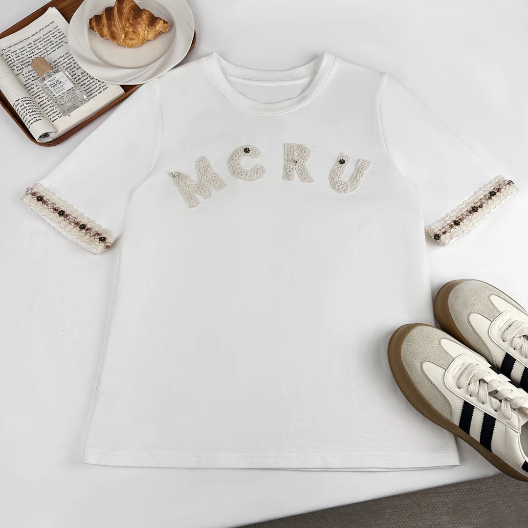 简约舒适字母图案圆领时尚百搭显瘦短袖T恤 S9995