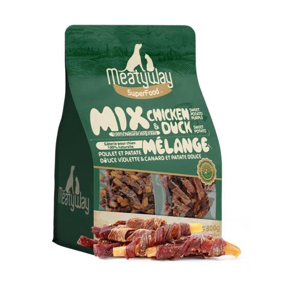 爵宴 宠物零食 鸭肉红薯卷&鸡肉紫薯卷  800g(100g*4+100g*4)