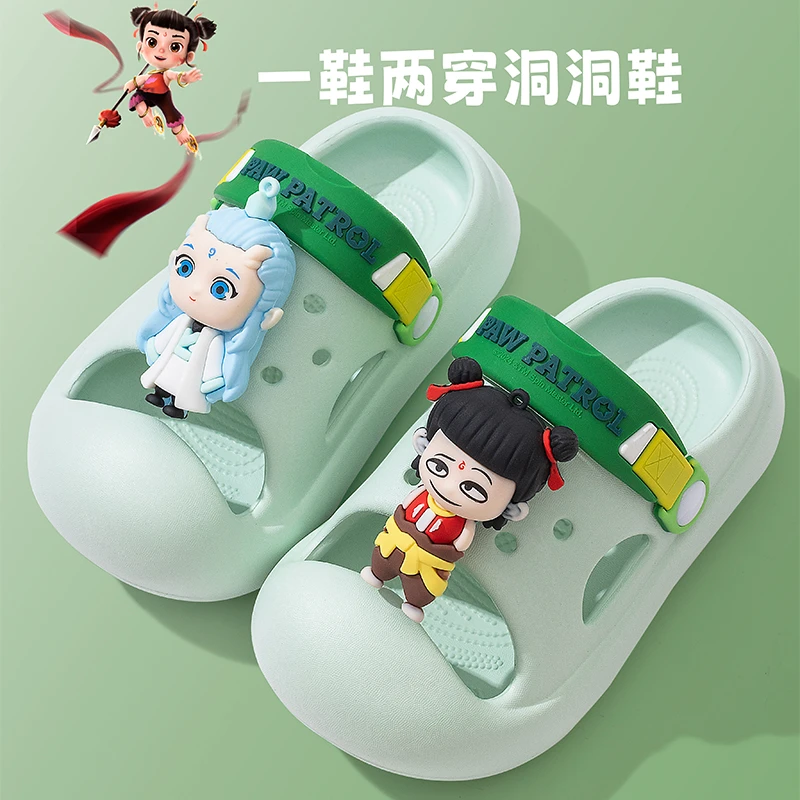 哪吒魔童闹海卡通儿童夏季凉拖鞋防滑包头洞洞鞋女童男童沙滩凉鞋