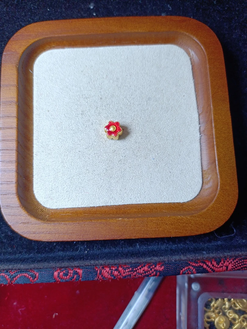 足金999硬金微硬金5D精品红色花花0.347克转运珠时尚气质百搭精美