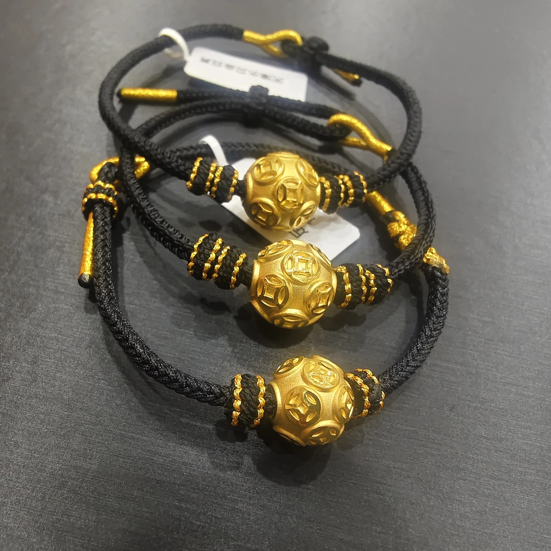 39#足金999 财球 手工编织  百搭时尚黑色潮流（多样性发一）