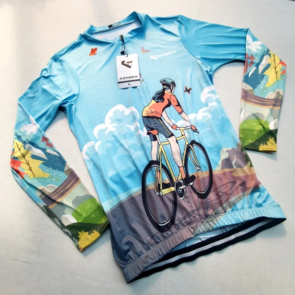 【入门级骑行长袖】高弹牛奶丝面料骑自行车长袖上衣吸湿排汗速干