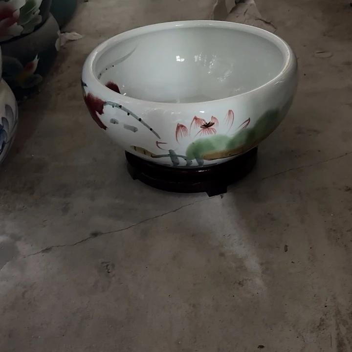 瓷片景德镇陶瓷窑变荷花32*14➕旋转底座