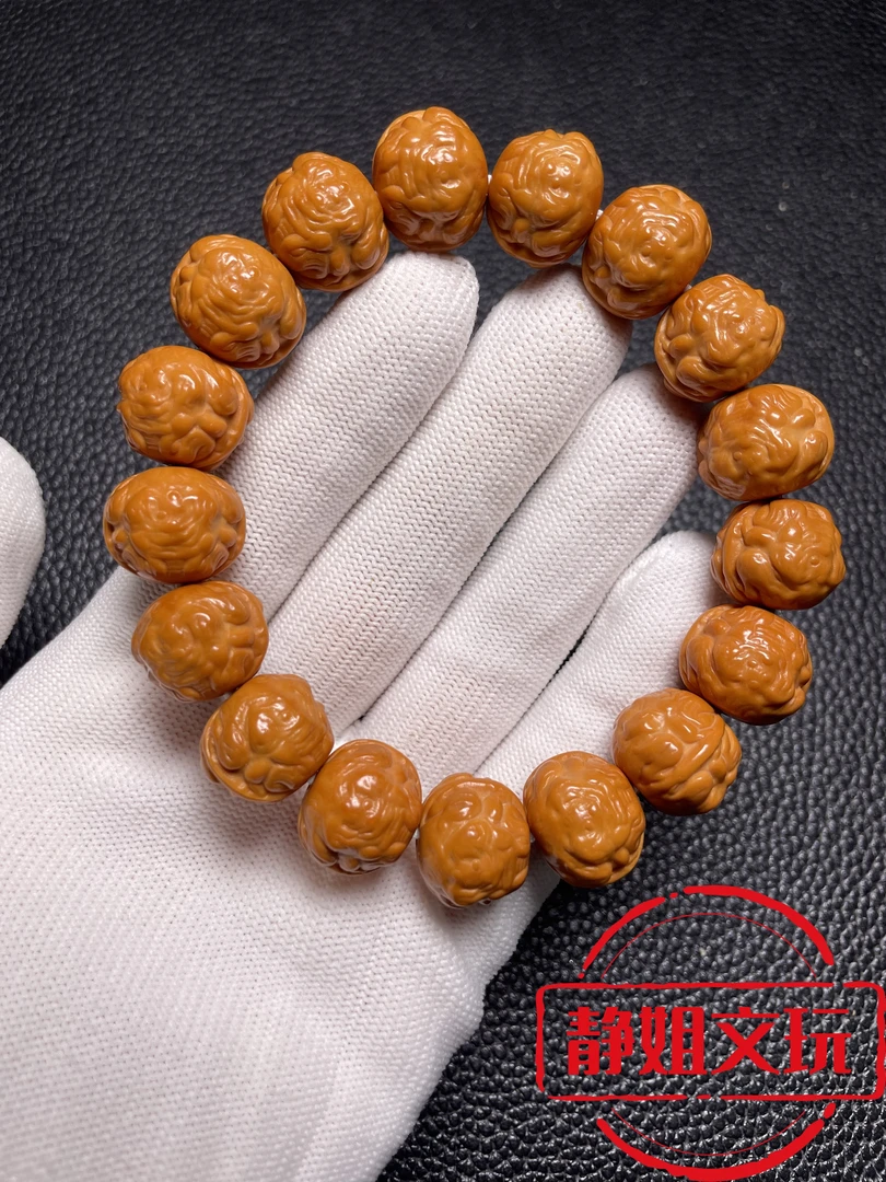 【蟾王手串】猴头核桃聚宝盆精工雕刻蟾王手串