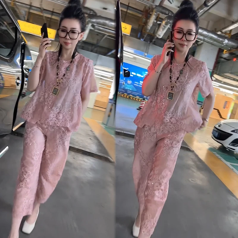 2025夏季新款时尚显瘦气质网红高档洋气女高级百搭宽松大码两件套