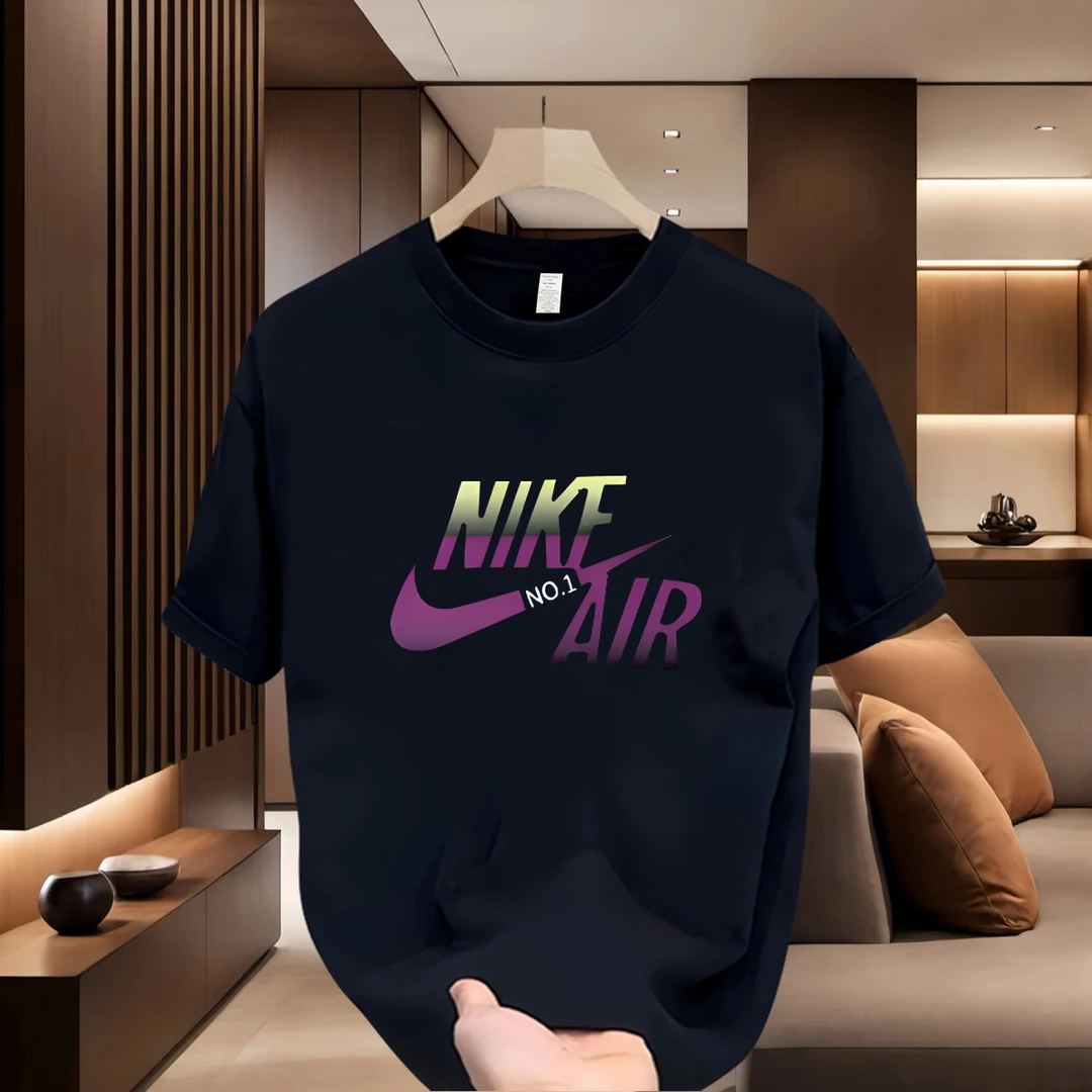 重磅2025男士高级感短袖T恤夏季纯棉时尚休闲宽松印花圆领百搭潮