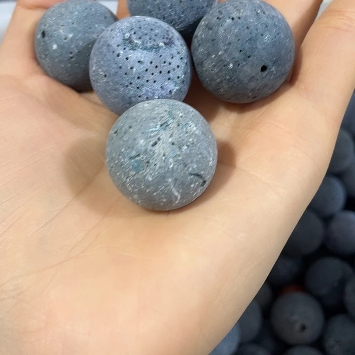 玛瑙/玉髓合金珠宝半成品一颗25mm大号蓝精灵圆珠