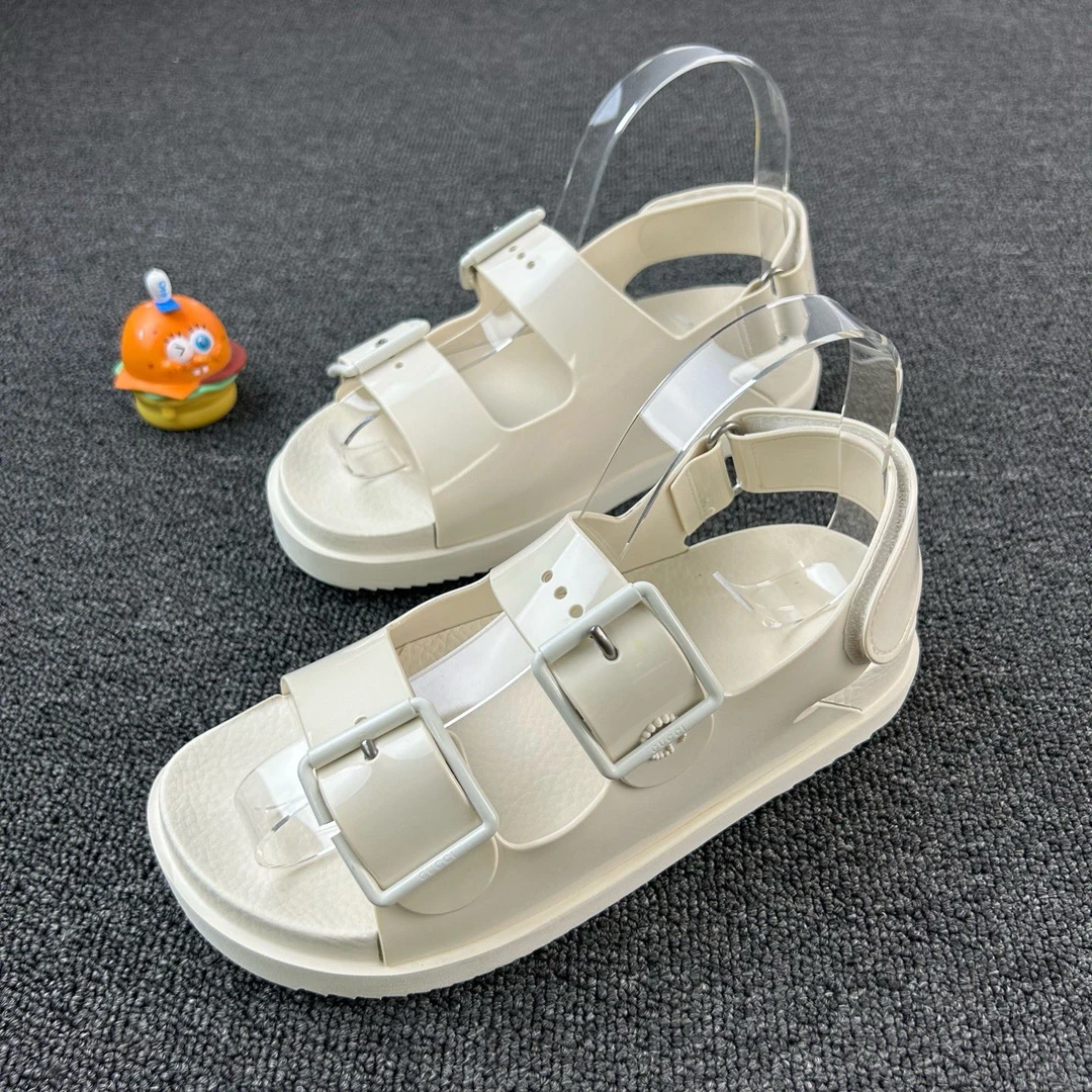 95新 GUCCI/古驰 白色厚底凉鞋 37码 经典双G设计 HB3596