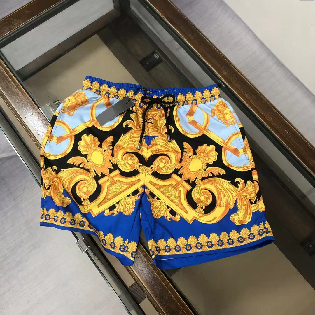 【香港商城】男士花短裤欧洲站欧货运动沙滩裤大裤衩子系带五分裤潮