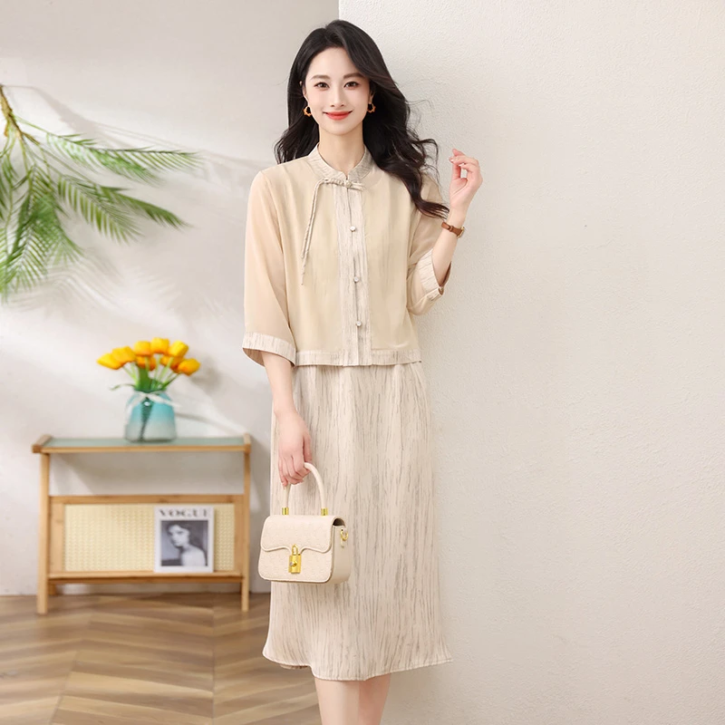 妈妈夏装连衣裙中年女装