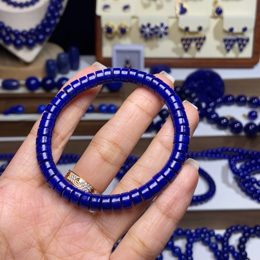 青金石未镶嵌精品6.5mm药片手串