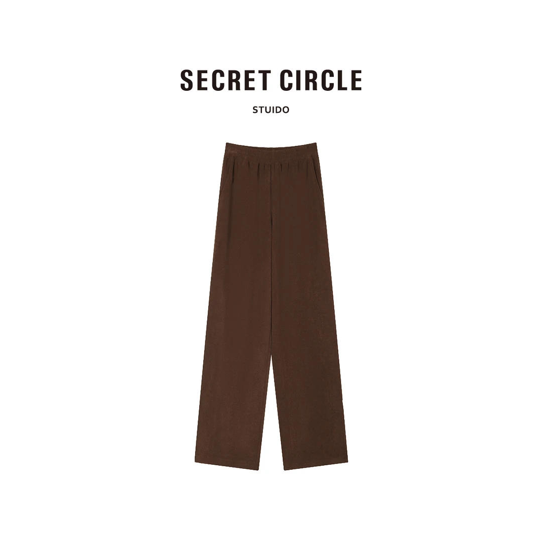 SECRET CIRCLE松紧腰长裤柔软舒适显瘦直筒阔腿裤19273