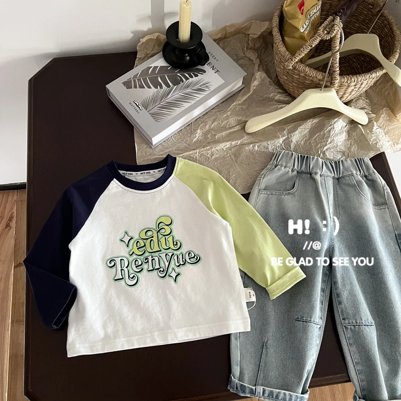 郝叔童品春季新款网红洋气男童圆领长袖T恤2025时尚高货HQ5121