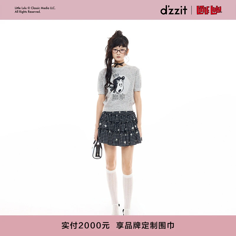 【Little lulu联名系列】dzzit地素短袖针织衫25秋季上衣女3J3E319