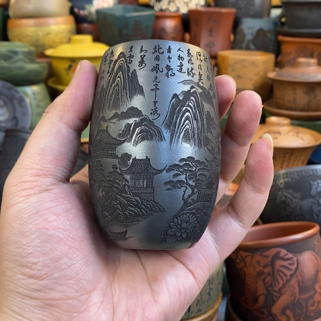 紫砂杯子宜兴全手工紫砂杯