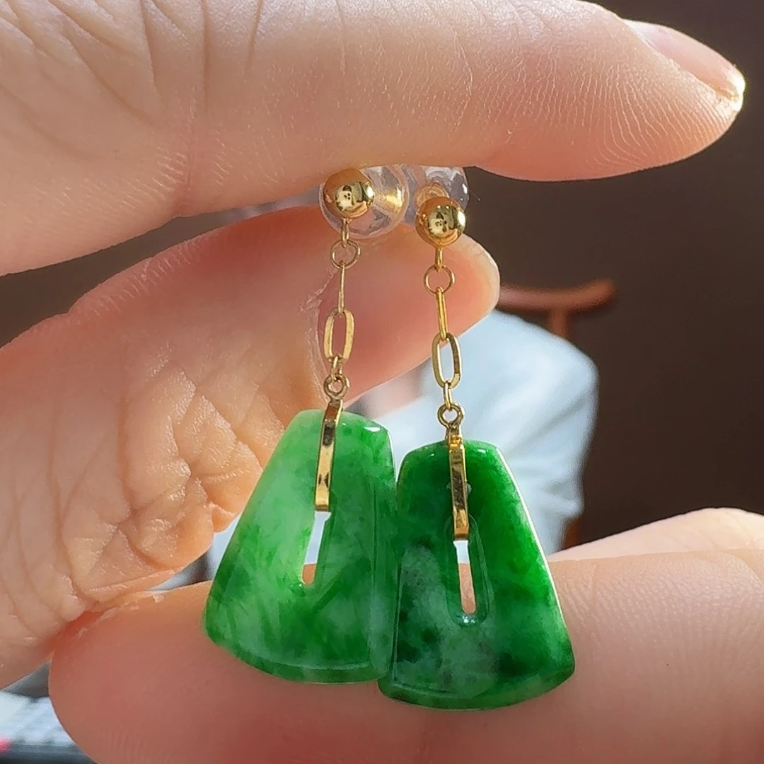 翡翠耳饰18K金镶嵌耳饰16