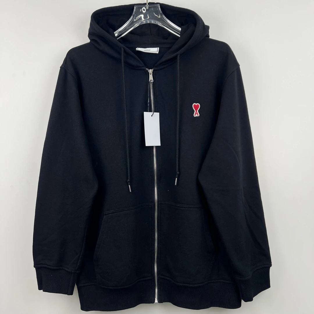 99新 AMIRI 爱心logo刺绣拉链连帽卫衣/尺码M/编号7228