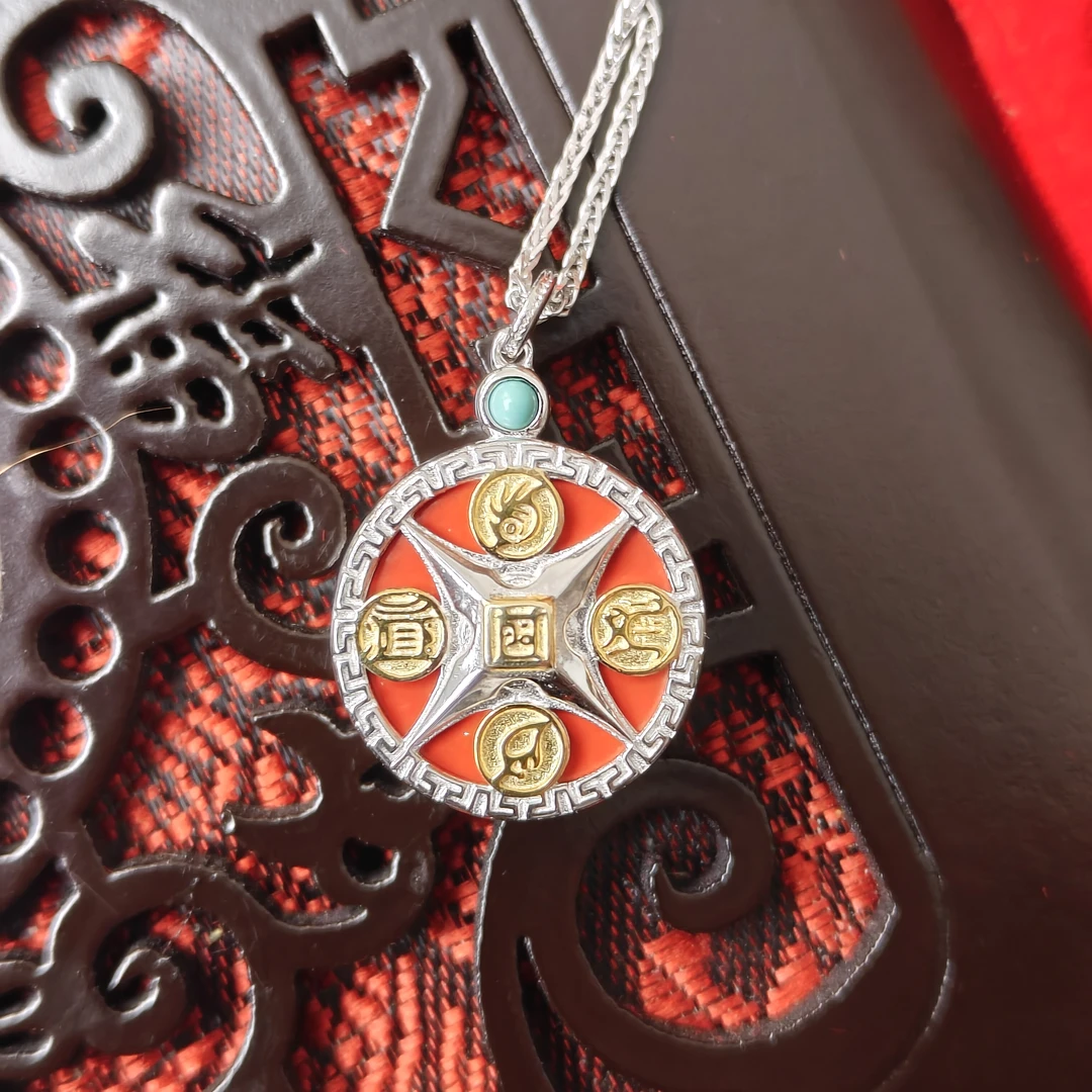 吊坠925银 八卦道系砂砂银吊坠