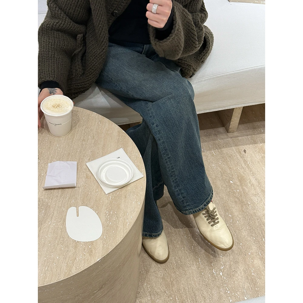 【长腿定律】复古百搭酵素洗水蓝猫须宽松直筒牛仔裤Z0336