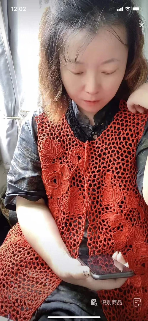 下雨钩编_芙蓉花马甲 意大利进口8号蕾丝_非成品_ 送视频教程