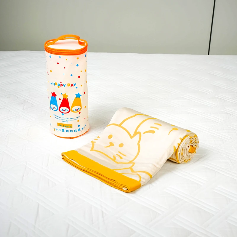 【M.LANG】竹纤维毯夏季冷感毯 单人盖毯150*200cm 猫咪咪-黄