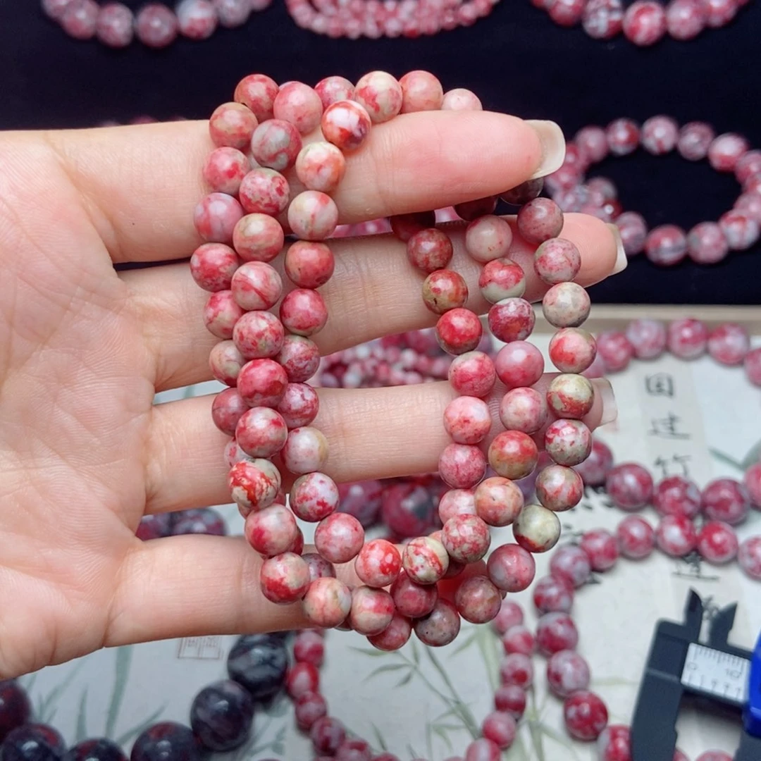 天然辰砂朱砂原石多圈卡7