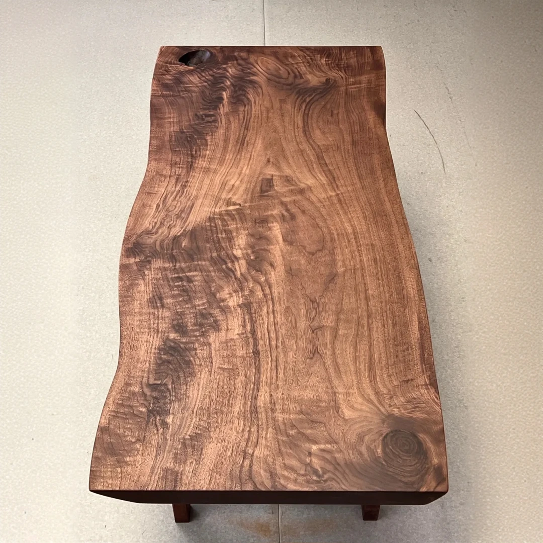 北美黑胡桃实木大板桌餐桌茶桌 自然边 尺寸：170*75*75*5.5 cm