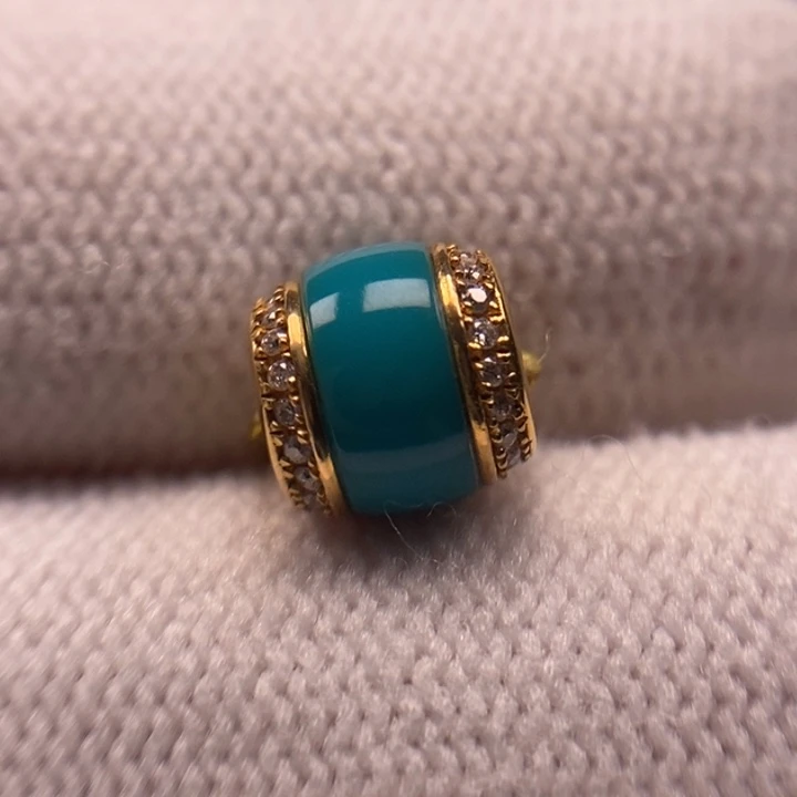 18K金镶嵌绿松石珠宝奇石汉堡珠7.5mmAA891