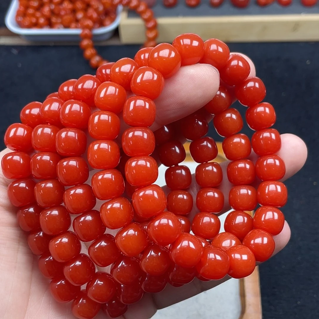 未镶嵌14号保山锦红亮光卡10老型手链南红玛瑙