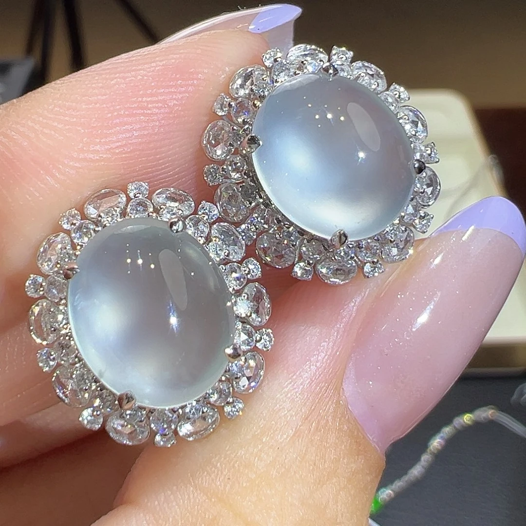 翡翠18K金镶嵌耳环翡翠