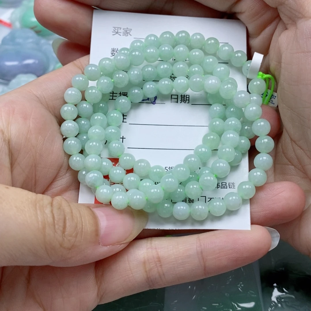 翡翠未镶嵌颈饰智*呀珠链