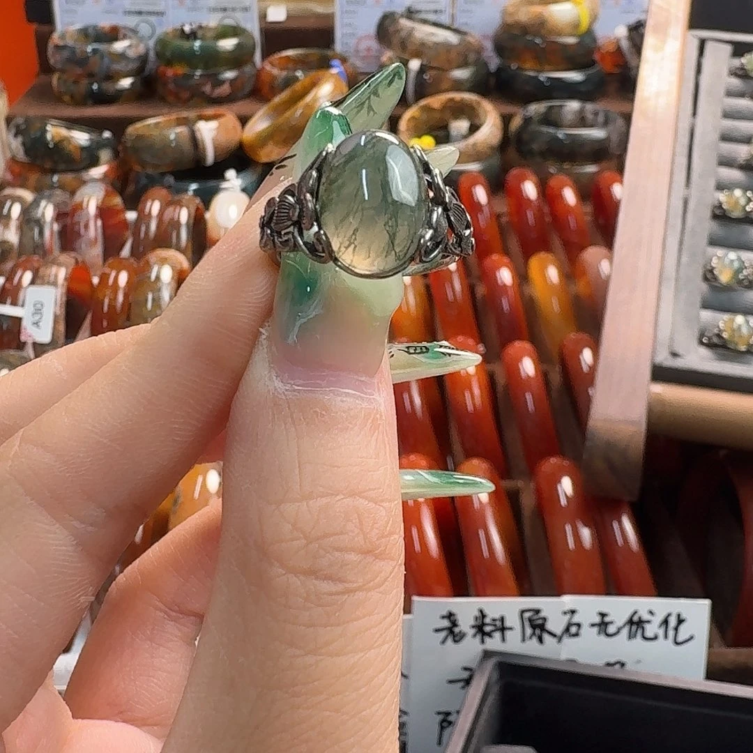 玛瑙/玉髓银S925镶嵌戒指特价不退不换