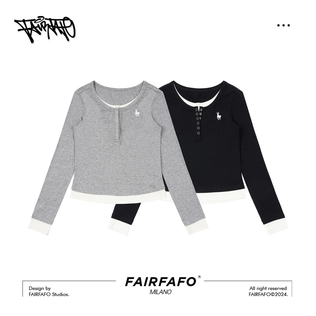 【假两件V领针织长袖】CXAL49118