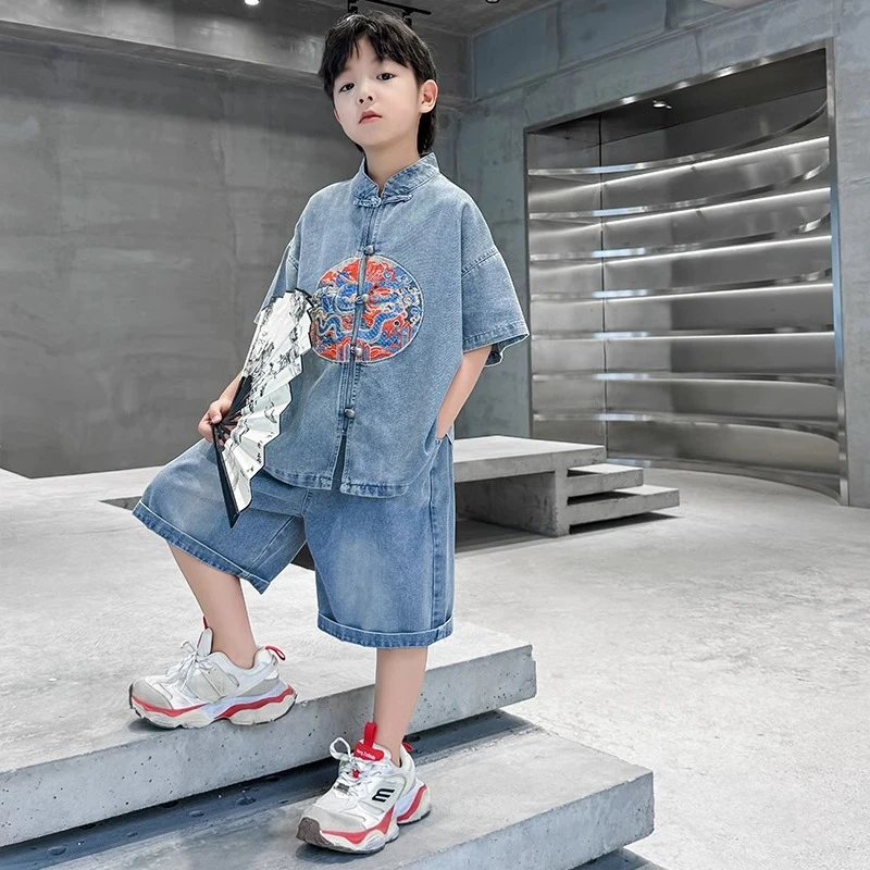 MK&UR.BV男童汉服套装2025新款中式国风儿童夏款古装表演服唐装潮