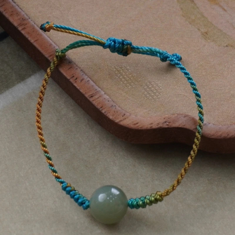 【禾意】 和田玉 千里江山手工编绳 路路通