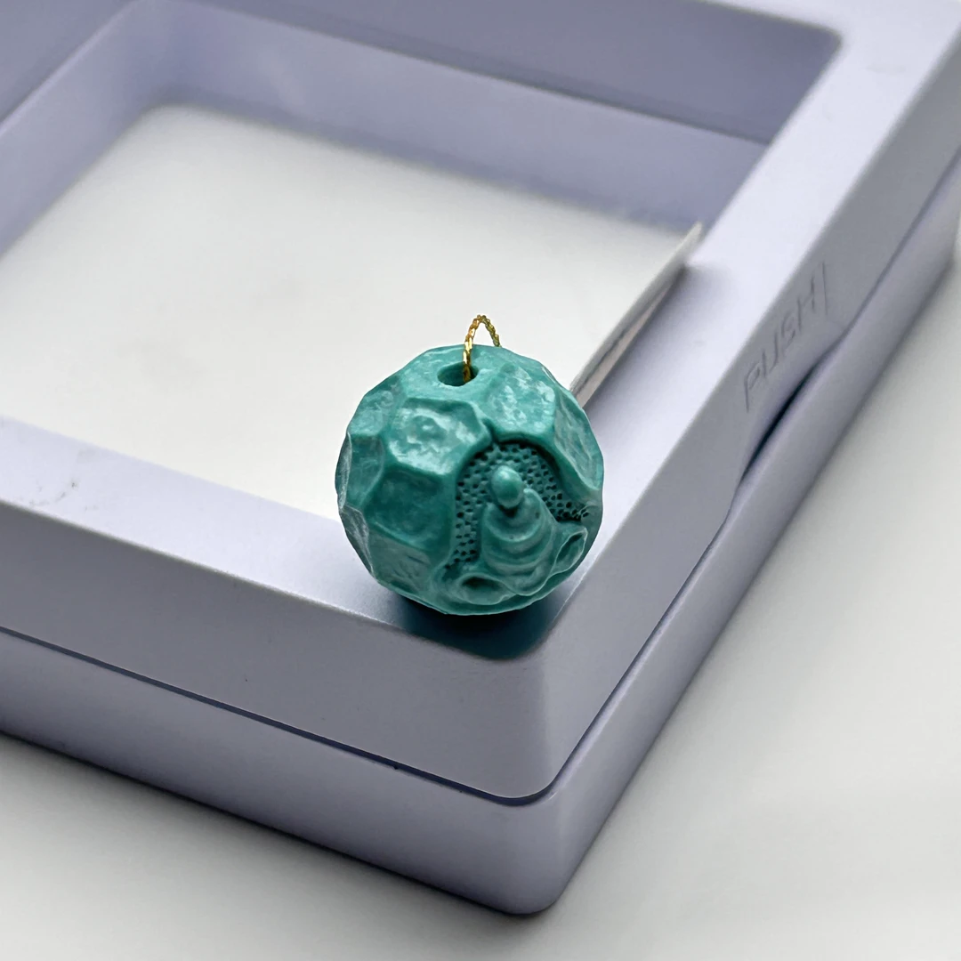 湖北竹山原矿高瓷绿色绿松石精品无相佛珠13.6mm