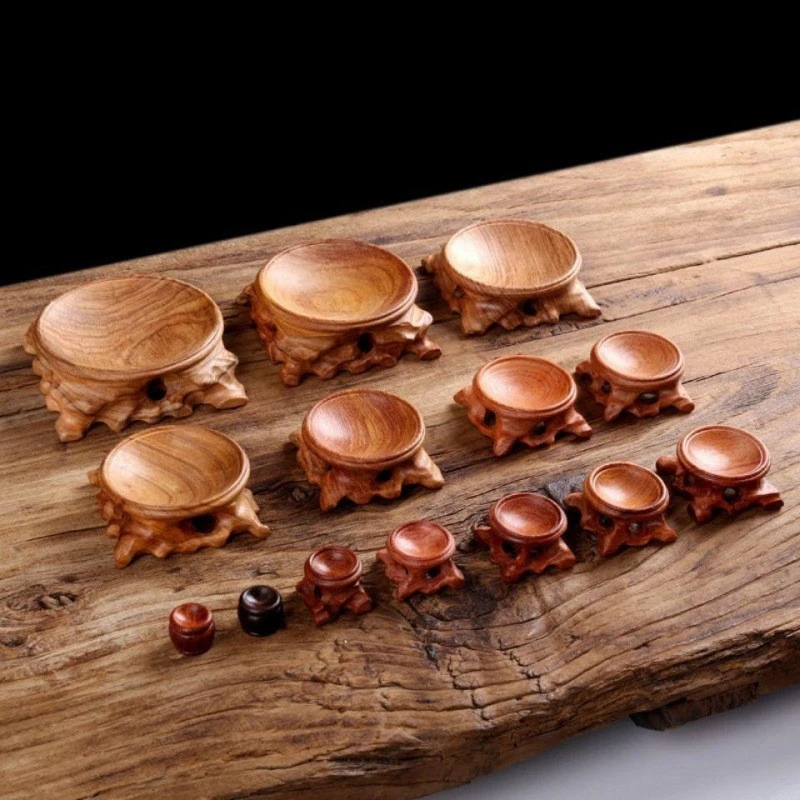 实木核桃水晶球风水球观赏石奇石蛋雕拖底座文玩天然葫芦底座摆件