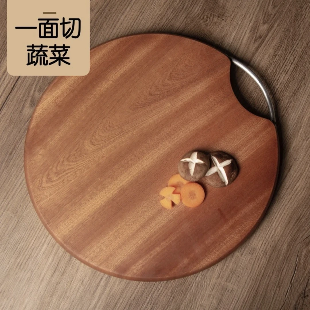 沙比利木圆形提手双面加厚切菜板33*33*2cm
