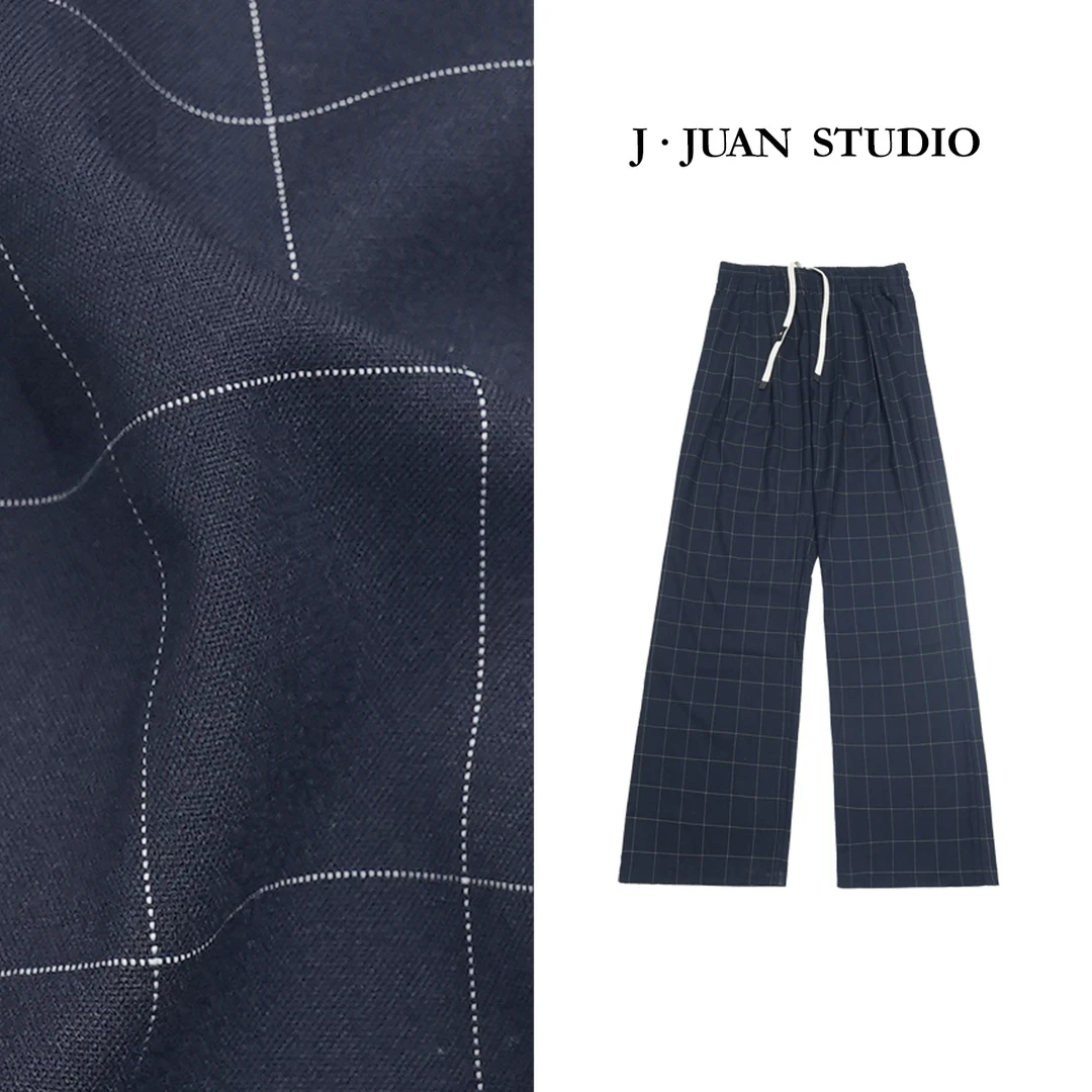 【J.Juan】风琴-夏季直筒格纹西裤高个子女装垂顺抗皱格子休闲裤