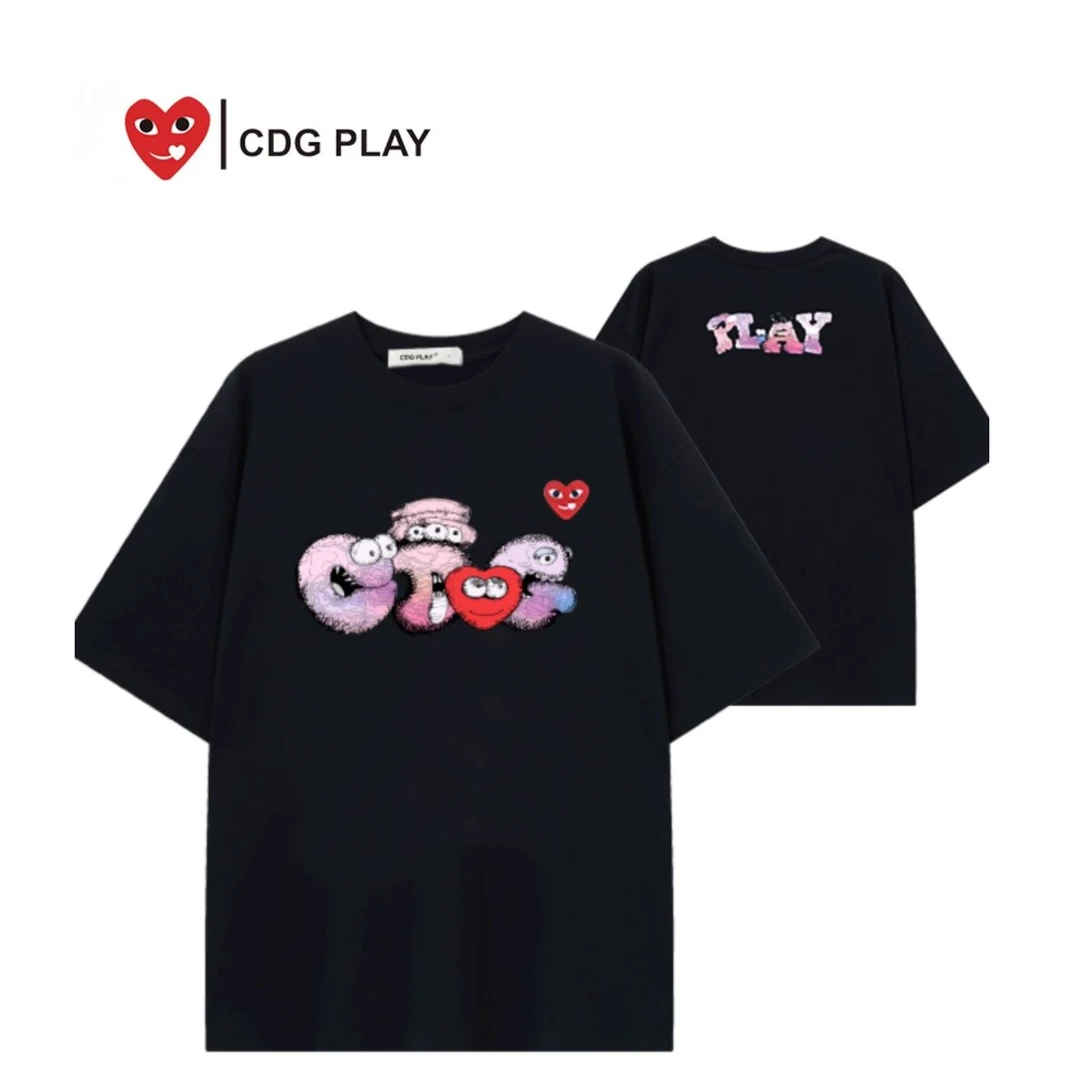 CDG PLAY动漫文字短袖女2024夏季潮流百搭新品T恤--【T】